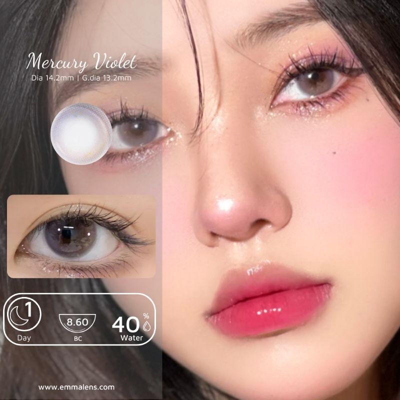 🌸 Kính áp tròng 1 ngày Mercury Violet - Lens 1 ngày màu tím baby / Emma Super Mini Contact Lens 🌸