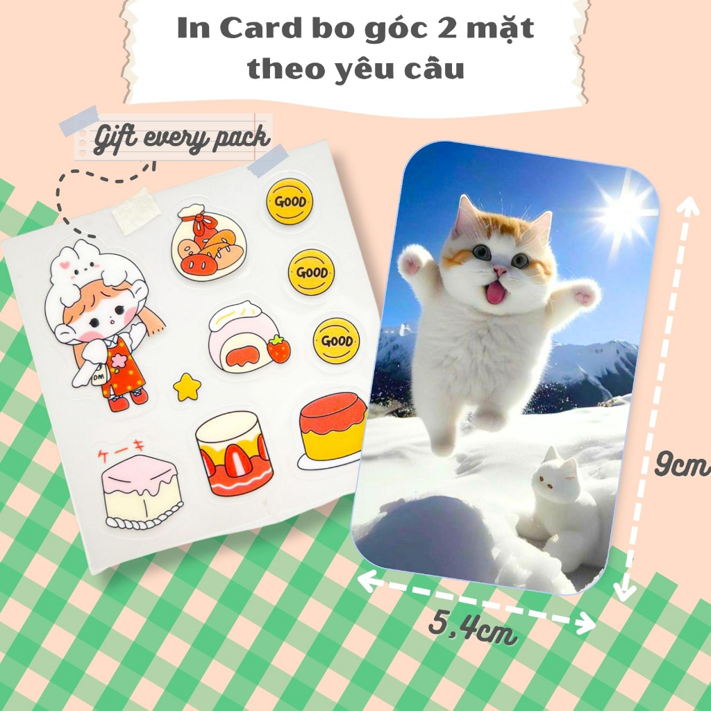 Card bo góc in theo yêu cầu 5,4x9cm - In Card 2 mặt ép lụa bóng chống nước bền màu