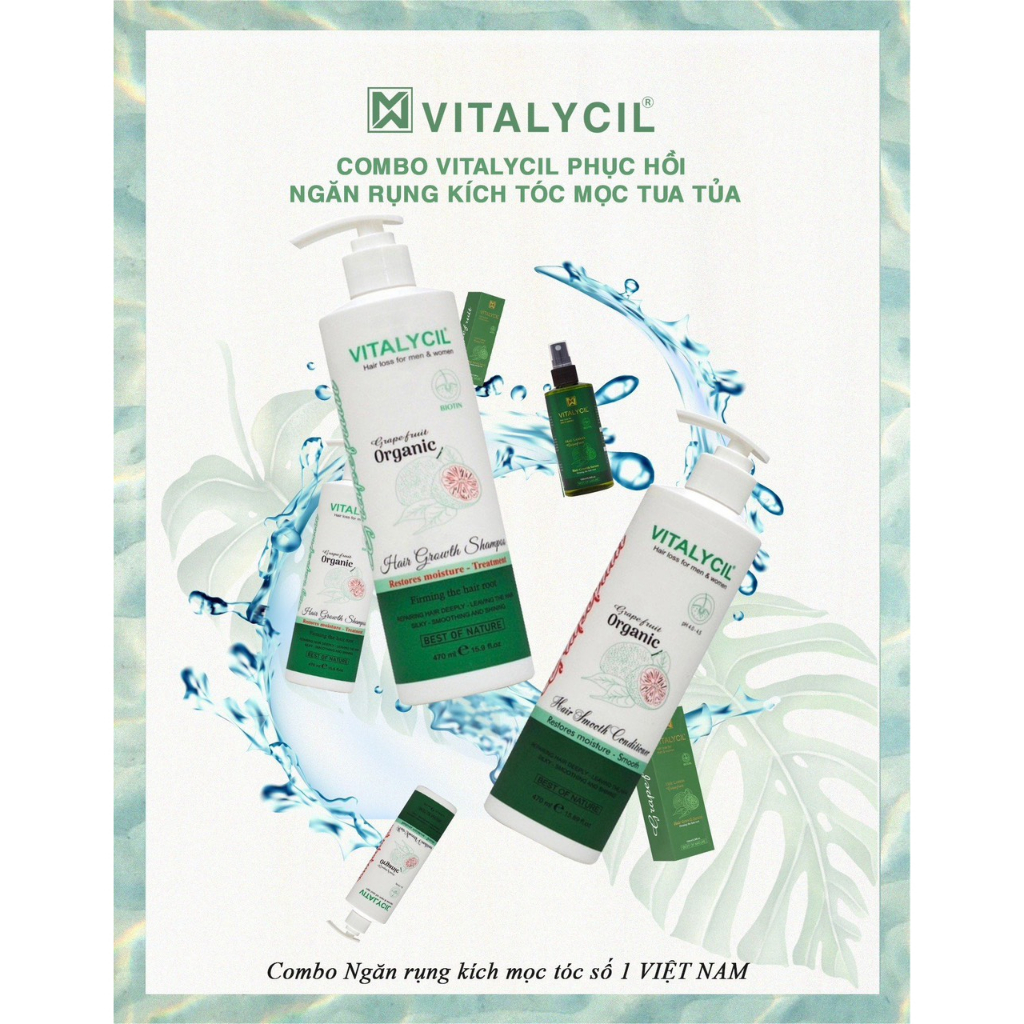 Ảnh Combo dầu gội xả, xịt bưởi phục hồi chống rụng kích mọc tóc Vitalycil Grapefruit 470ML + 100ML 4