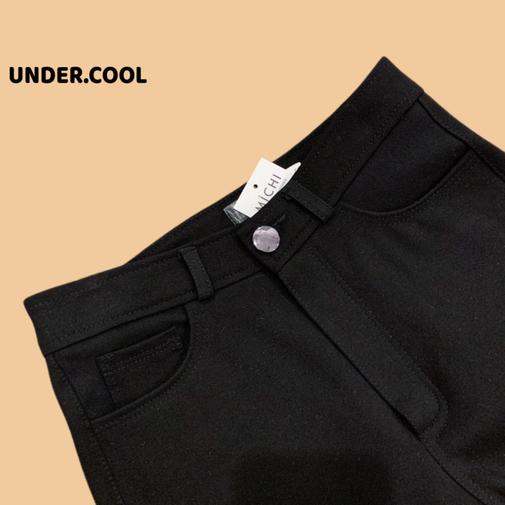 Quần tregging nữ UNDERCOOL lưng cạp cao dài dáng thun ôm bó legging skinny vải giữ nhiệt màu đen QD04