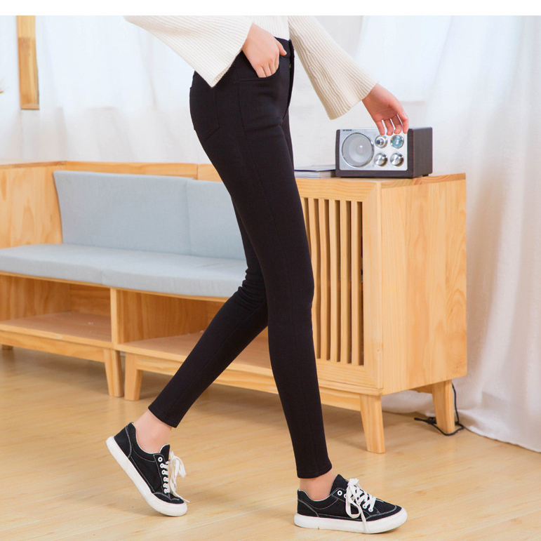 Quần tregging nữ UNDERCOOL lưng cạp cao dài dáng thun ôm bó legging skinny vải giữ nhiệt màu đen QD04