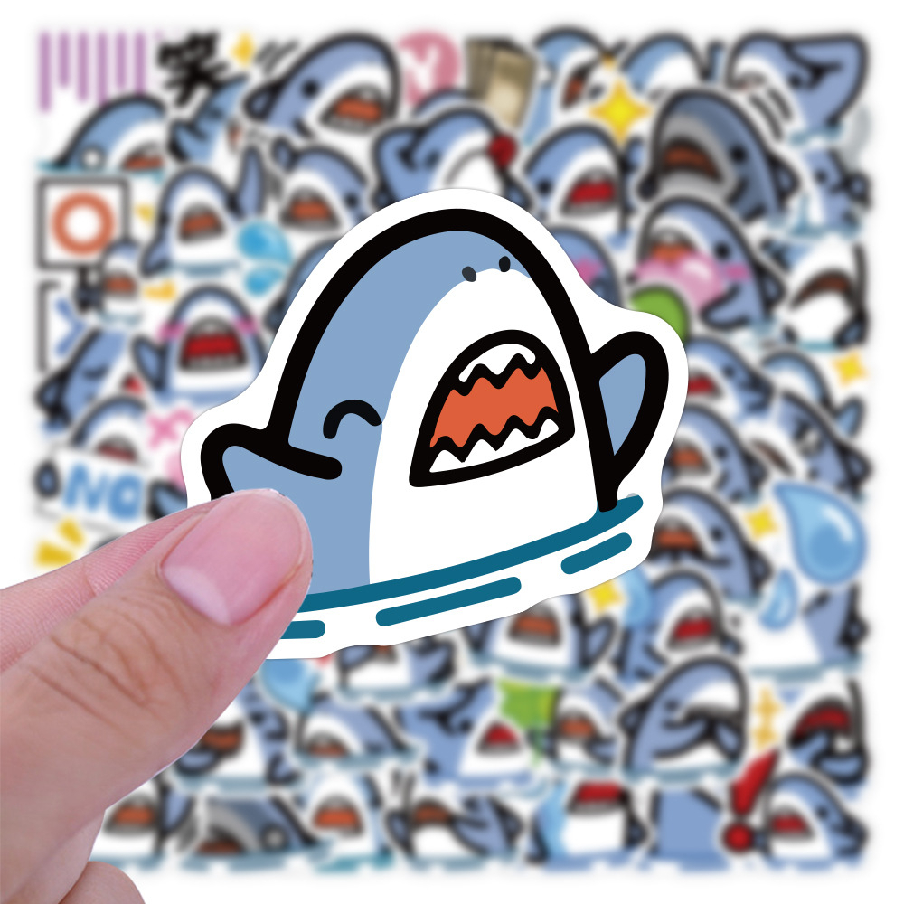 Set 60 Sticker Cá Mập Emotion Dán Trang Trí Điện Thoại, Laptop, Mũ Bảo ...