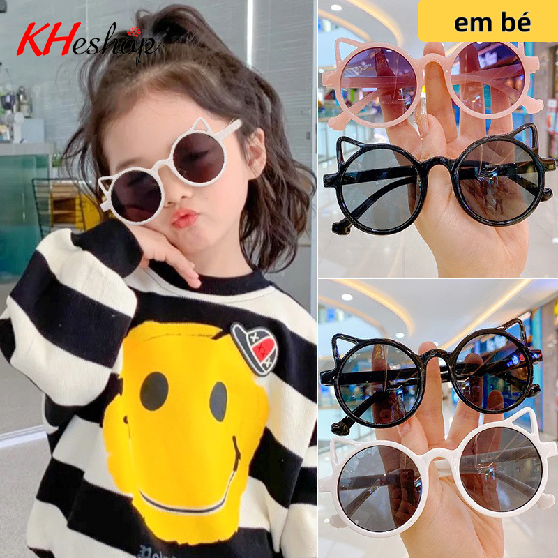 Kính thời trang chống nắng cho bé yêu form tai mèo màu trong mã Y6601