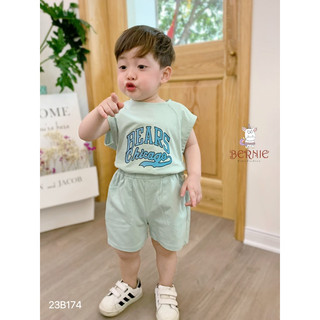 (Video) Set bộ bé trai tay hến chất cotton 4 chiều thấm hút mồ hồi mặc hè Bernie chính hãng