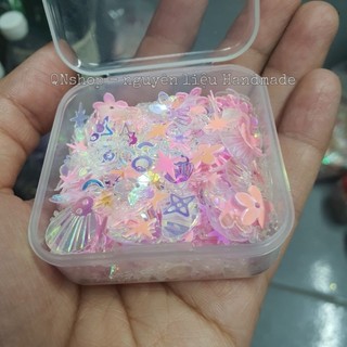 Kim sa lấp lánh ánh hồng đại dương xinh đẹp trang trí móng tay, slime, khung ảnh, thiệp... QNshop Handmade