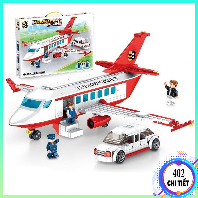 [ 402 Chi Tiết] Bộ đồ chơi lắp ráp mô hình Lego máy bay chở khách đỏ ...
