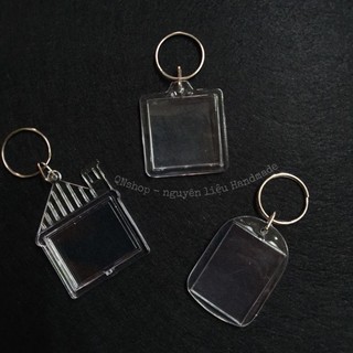 sỉ lẻ khung ảnh móc khóa nhựa trong hình ngôi nhà vuông chữ nhật QNshop Handmade
