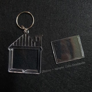 sỉ lẻ khung ảnh móc khóa nhựa trong hình ngôi nhà vuông chữ nhật QNshop Handmade