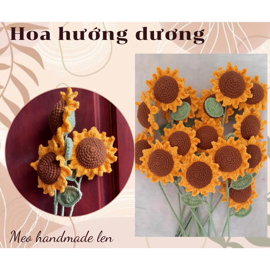 Hoa hướng dương, hoa mặt cười, hoa cúc handmade len - Crochet - Amigurumi