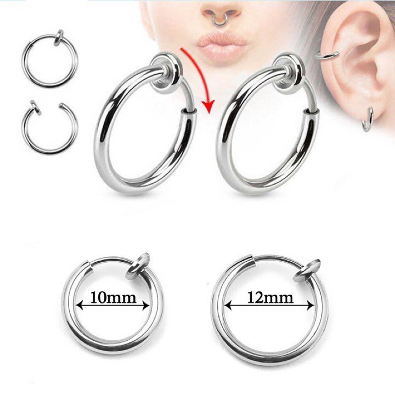 (MUA 2 TẶNG 1) Khuyên tai titan kẹp tròn không cần bấm lỗ tai không gỉ