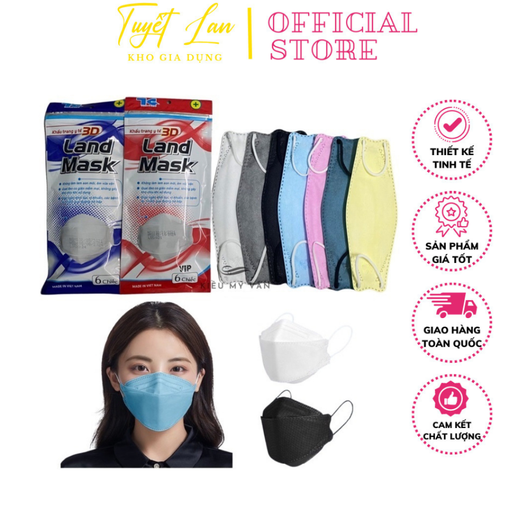 Hộp 50 Cái Khẩu Trang 3Dco giãn và mềm mại, thoải mái khi dùng