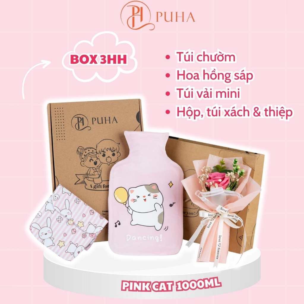 Ảnh Set quà tặng giáng sinh , noel cho bạn gái PUHA, combo 3 món có túi chườm nóng hỗ trợ giảm đau bụng kinh 2
