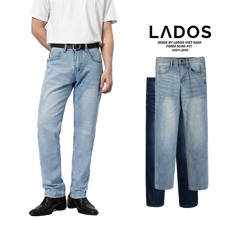 Quần jean nam co giãn cao cấp trơn Lados-4068 Form suông chuẩn, thoải mái, không xù lông, ra màu