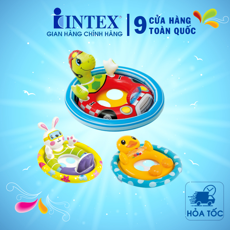 Phao bơi xỏ chân nhiều hình cho bé - Thiết kế phao bơi có xỏ chân cho bé ngồi chắc chắn hơn, có tay bám- INTEX 59570