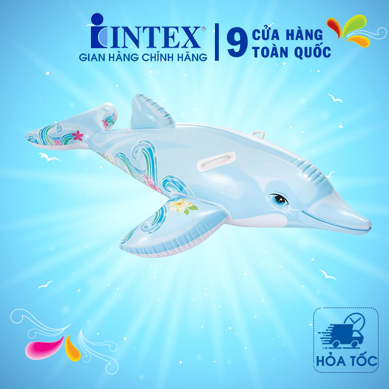 Phao bơi cá heo có tay cầm cho bé để bé dễ dàng nắm chắc khi nghịch dưới nước- An toàn cho bé - INTEX 58535