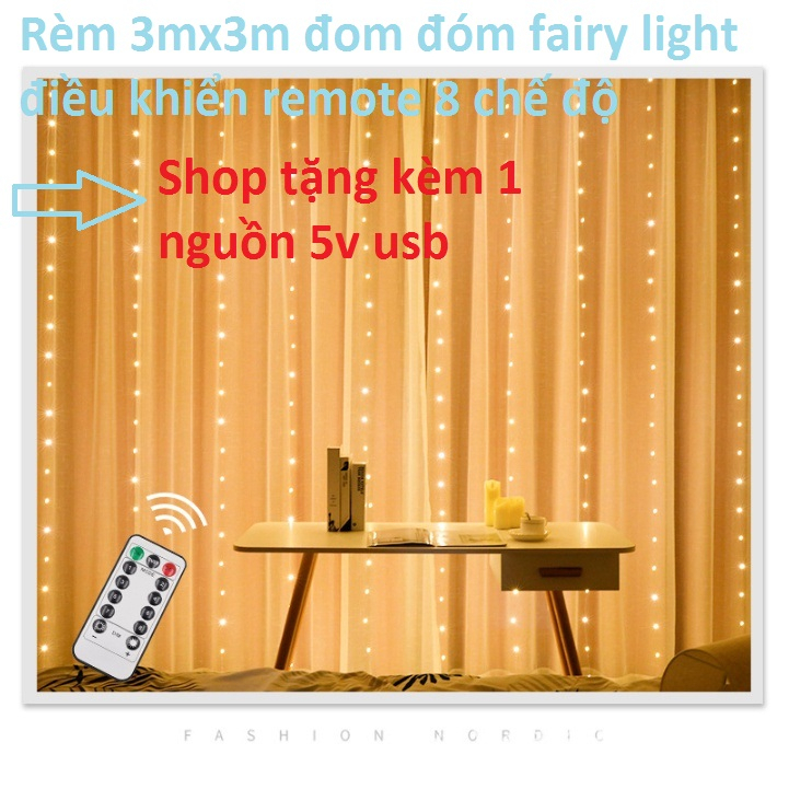 BỘ ĐÈN LED RÈM ĐOM ĐÓM 3mx3m có remote, thả mành , thác nước làm đèn ...