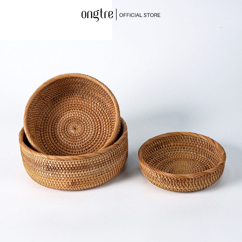 Khay Mây Guột Tròn ONGTRE, Khay Đựng Đồ Ăn, Trà Bánh, Hoa Quả, Khay Decor Nhà Cửa, Handmade, Nhà Hàng, Khách Sạn, Resort