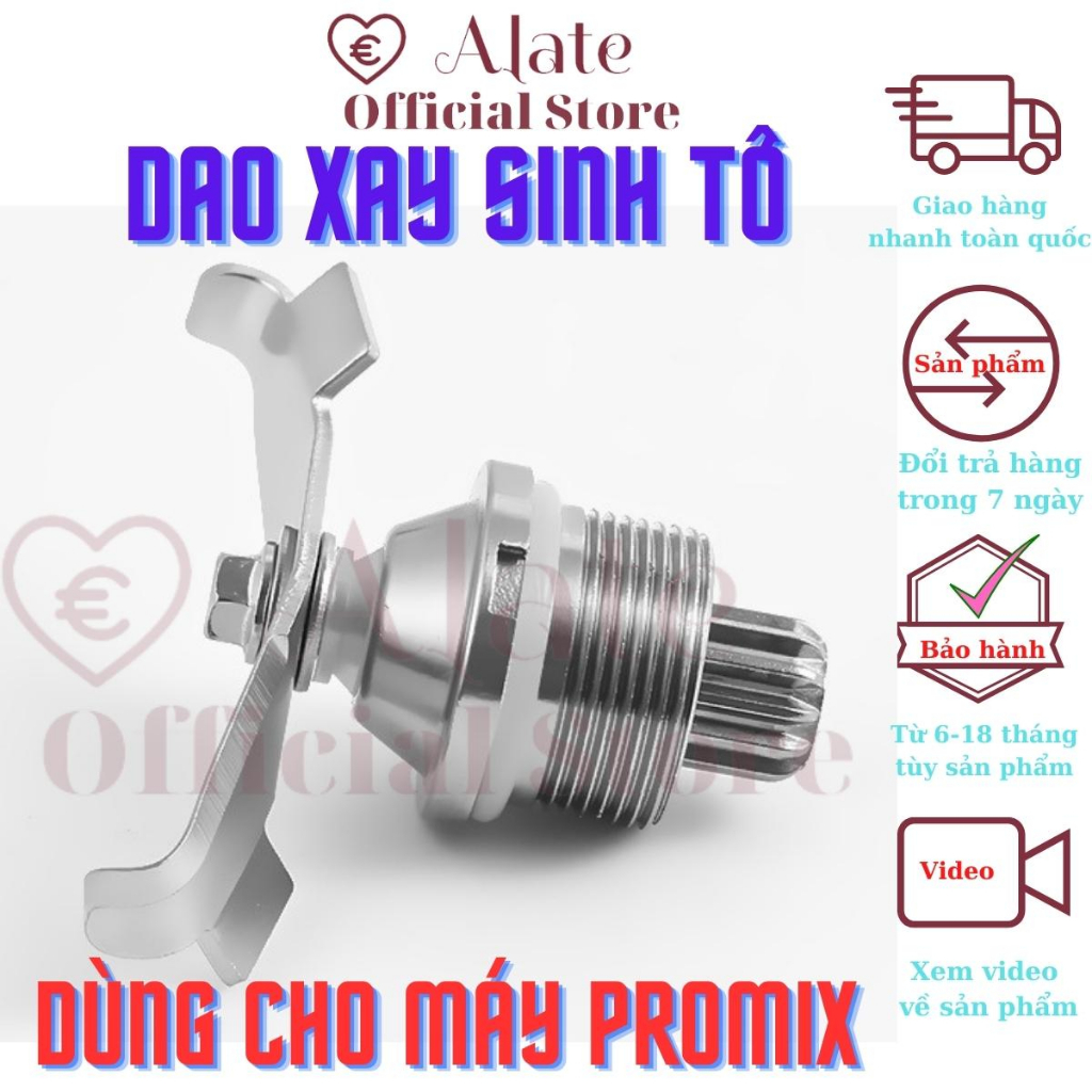 Linh kiện máy xay sinh tố công nghiệp Promix gồm dao inox, cối nhựa ...