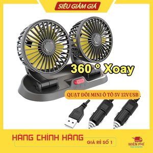 Quạt cho xe ô tô, quạt đôi ô tô 10W cắm nguồn usb 5v đa năng xoay 360 độ siêu mát