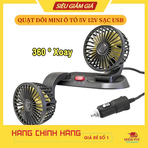 Quạt đôi ô tô, quạt mini ô tô 10W cắm usb dùng cho ô tô, gia đình, sạc dự phòng