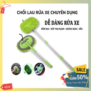 Chổi lau rửa xe ô tô đa năng gấp gọn ba phần, vệ sinh xe hơi chuyên dụng