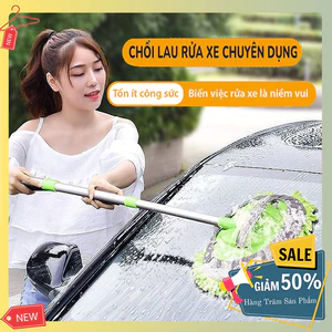 Chổi rửa xe ô tô cán dài, chổi rửa xe ô tô gấp gọn kéo dài 1m, sợi nhung mềm mại lau siêu sạch