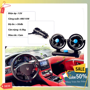 Quạt đôi ô tô, quạt ô tô 10W 12v xoay 360 để trên ô tô nhỏ gọn cực mát