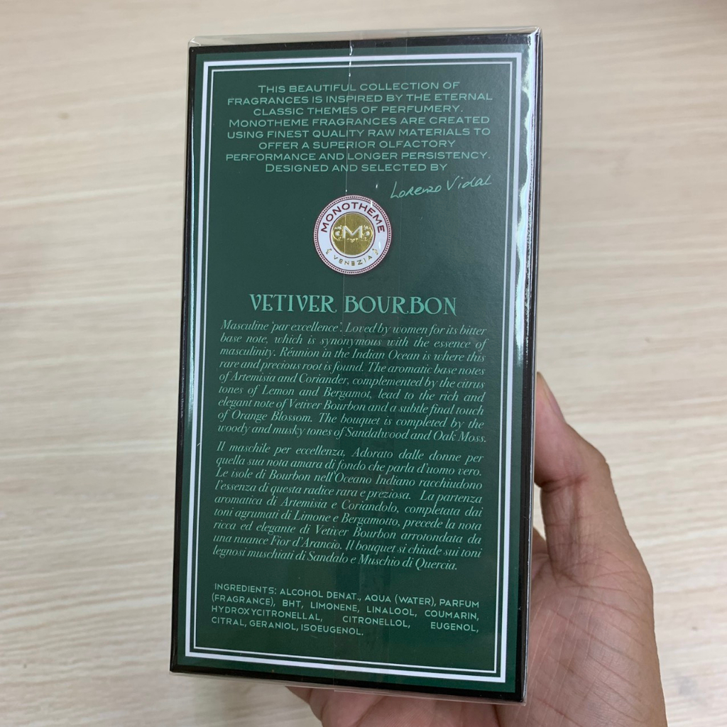 Nước hoa nam Monotheme Vetiver Bourbon EDT Pour Homme 100ml