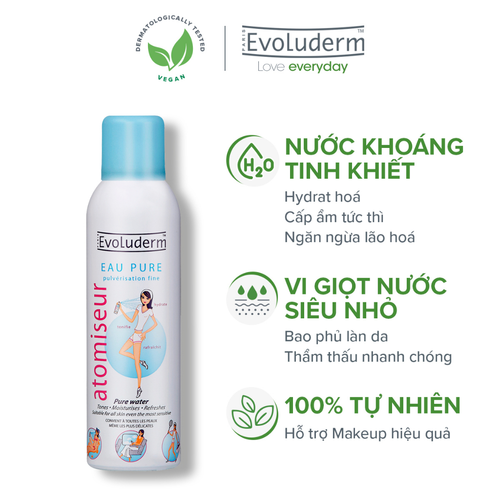Ảnh Combo Xịt khoáng và kem dưỡng ẩm, làm dịu và bảo vệ da Evoluderm Atomiseur Eau Pure 150ml 4
