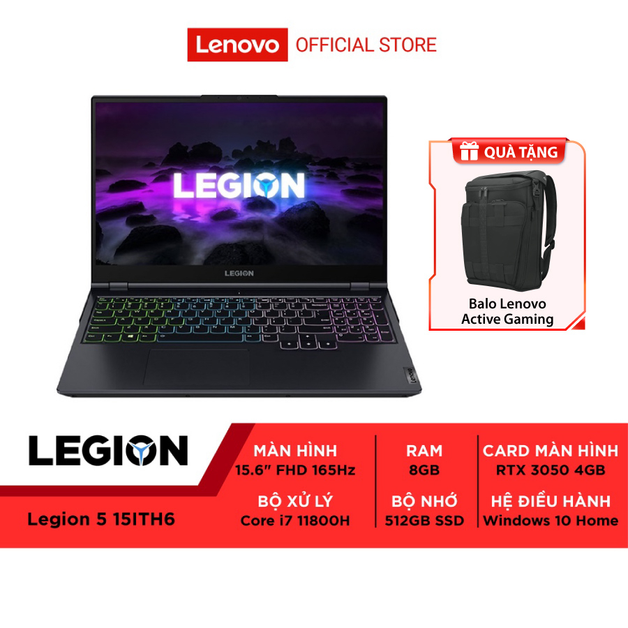 Laptop Lenovo Legion 5 15ITH6 82JK0037VN i7-11800H|8GB|512GB|RTX 3050 4GB|15.6 FHD