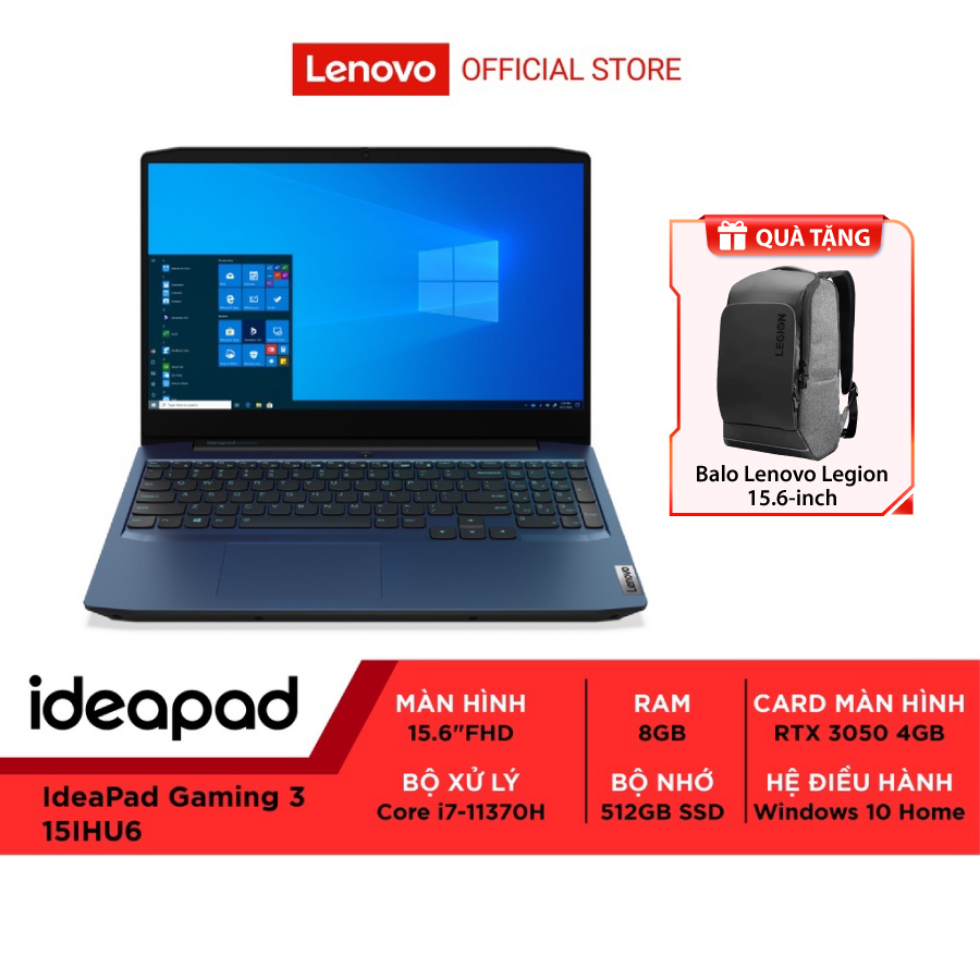 Laptop Lenovo IdeaPad Gaming 3 82K100FBVN Core i7-11370H/8GB RAM/512GB SSD/15.6-in