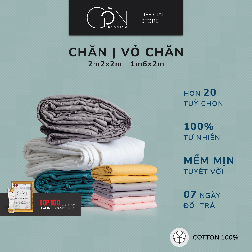 Chăn Chần Gòn Bedding Cotton 100% Hàn Quốc Màu Trơn 2m2x2m
