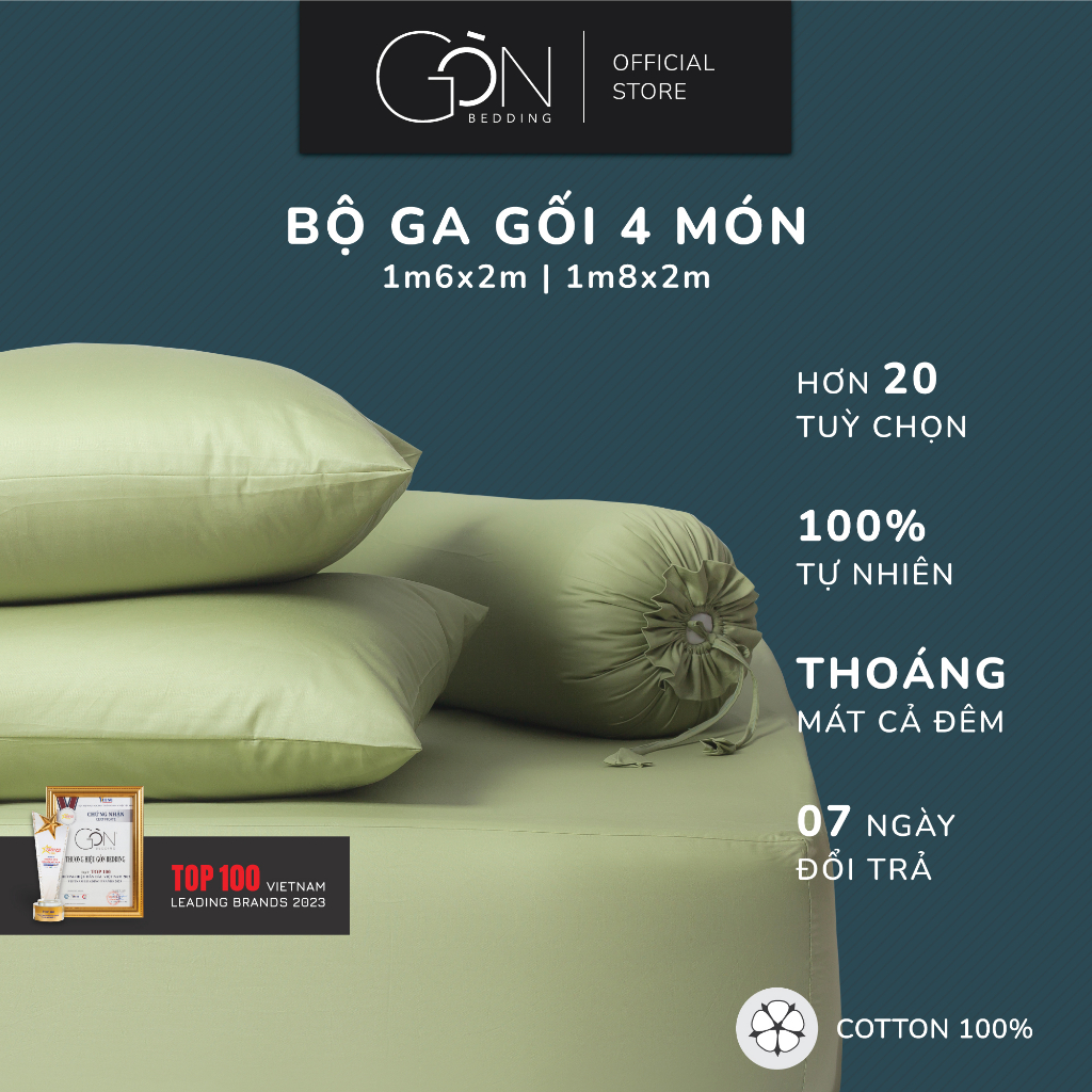 [Nhiều mẫu] Bộ Ga Gối 4 Món Gòn Bedding Cotton 100% Hàn Quốc 1m6x2m - 1m8x2m