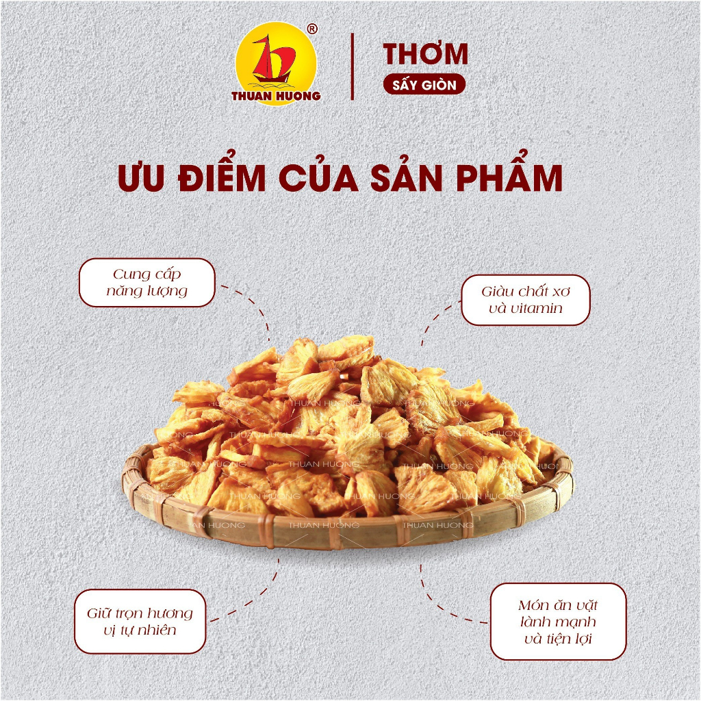 Thơm sấy giòn Thuận Hương 110gr - Trái cây sấy ăn vặt chua chua thanh dịu - Chuẩn hàng xuất khẩu