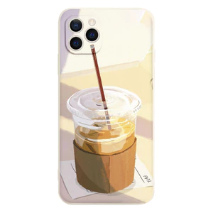 Ốp điện thoại TPU silicon mềm dáng vuông ly cafe cho iPhone 14 Pro max 13 Pro Max 12 Pro Max 11 xr xs e2219