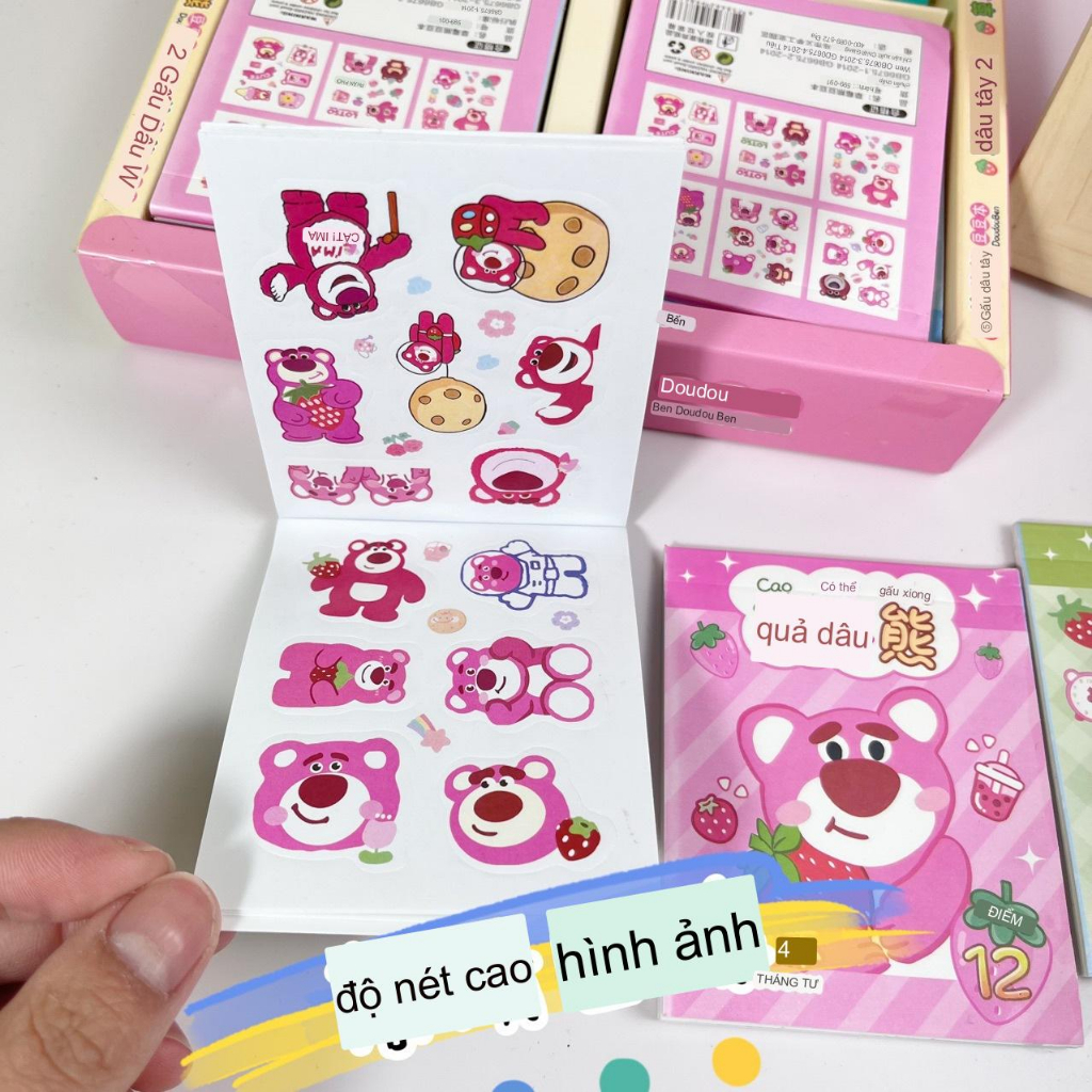 sticker sổ gấu dâu ( 1 cuốn 12 trang) | Shopee Việt Nam