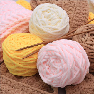 Len nhung đũa sợi bông, len đan móc bông sữa mềm mịn cuộn 100gram - Phụ kiện đan móc