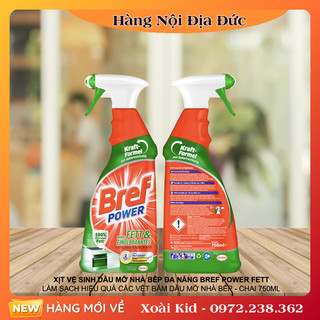 [Hàng nội địa Đức] Chai Xịt Tẩy Dầu Mỡ Nhà Bếp Bref Power Dung Tích 750ml Dùng Được Cho Máy Hút Mùi, Lò Nướng
