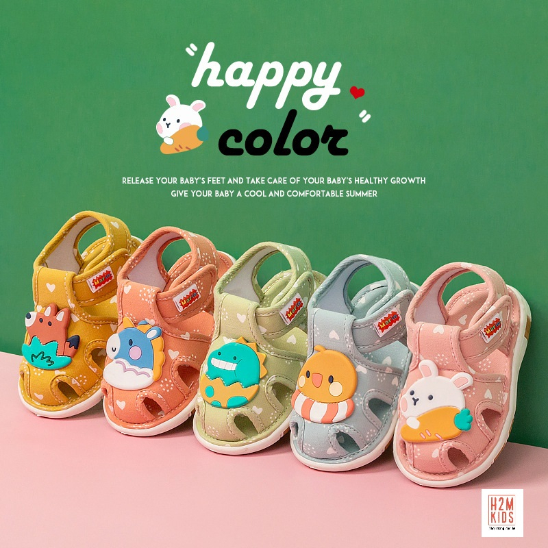 Dép tập đi cho bé Cheerful Mario YZY-9803, dép quai dán cho bé trai bé gái chống trơn trượt chính hãng TDM