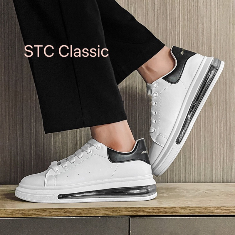 Giày Thể Thao Sneaker Màu Trắng Cho Nam Êm Ái Tôn Dáng, Tăng Chiều Cao Chuẩn Phong Cách Hàn Quốc