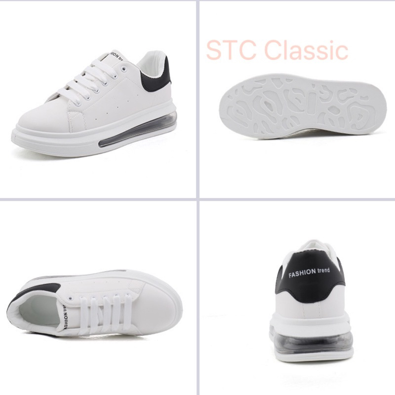Giày Thể Thao Sneaker Màu Trắng Cho Nam Êm Ái Tôn Dáng, Tăng Chiều Cao Chuẩn Phong Cách Hàn Quốc