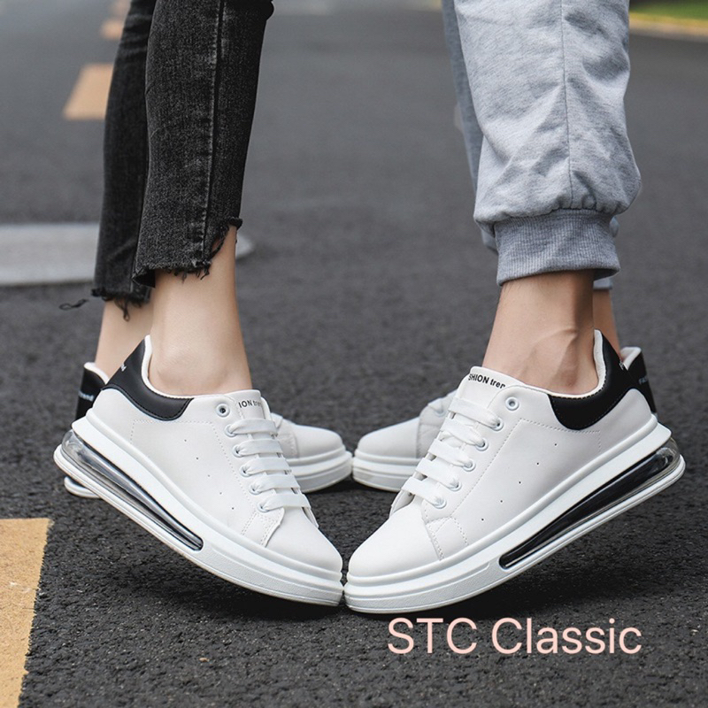 Giày Thể Thao Sneaker Màu Trắng Cho Nam Êm Ái Tôn Dáng, Tăng Chiều Cao Chuẩn Phong Cách Hàn Quốc