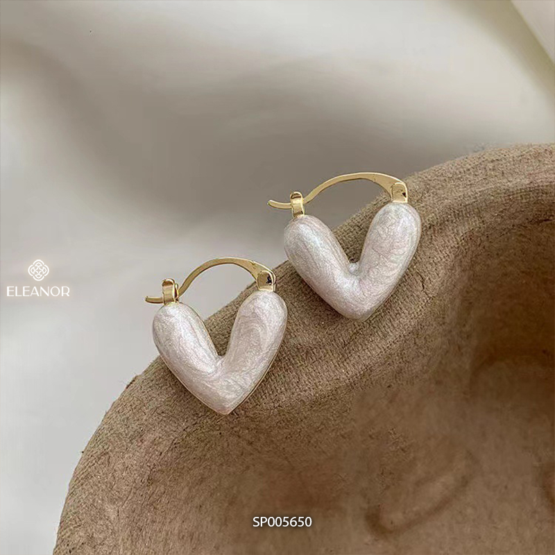 Bông tai nữ chuôi bạc 925 Eleanor Accessories hình trái tim khuyên tai basic phụ kiện trang sức 5650