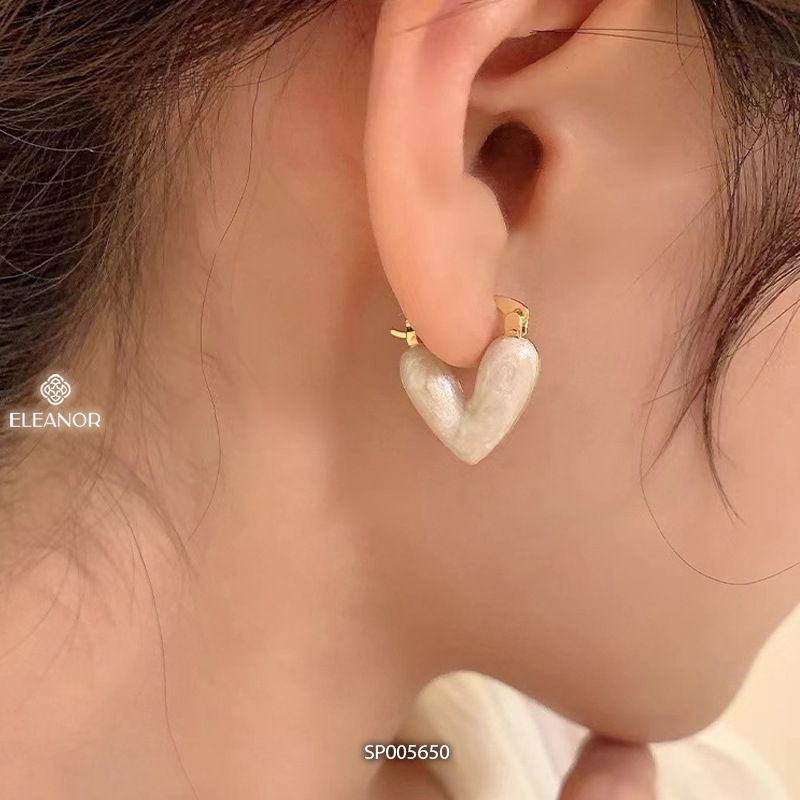 Bông tai nữ chuôi bạc 925 Eleanor Accessories hình trái tim khuyên tai basic phụ kiện trang sức 5650