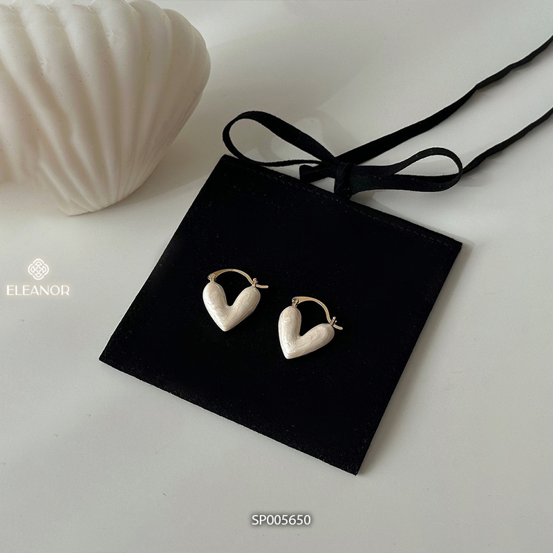 Bông tai nữ chuôi bạc 925 Eleanor Accessories hình trái tim khuyên tai basic phụ kiện trang sức 5650
