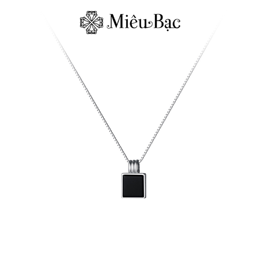 Dây chuyền bạc nữ Miêu Bạc vòng cổ đá vuông đen chất liệu bạc S925 thời trang phụ kiện trang sức MD30