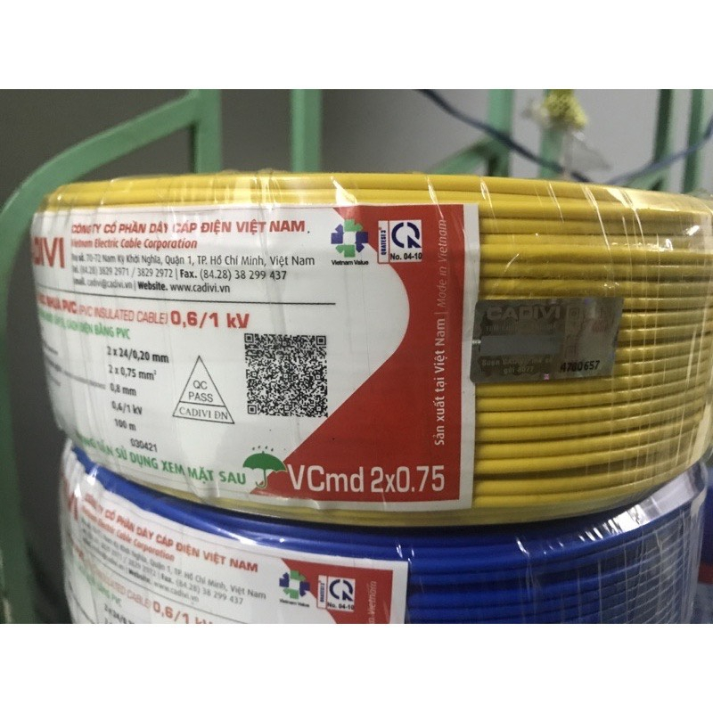 BÁN LẺ 50M - DÂY ĐIỆN ĐÔI CADIVI 2X24 (VCmd 2x0.75) giao màu ngẫu nhiên ...