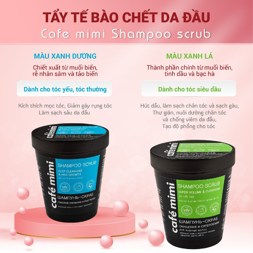 Dầu gội Tẩy da chết da đầu Cafe Mimi Shampoo Scrub làm sạch sâu cho
