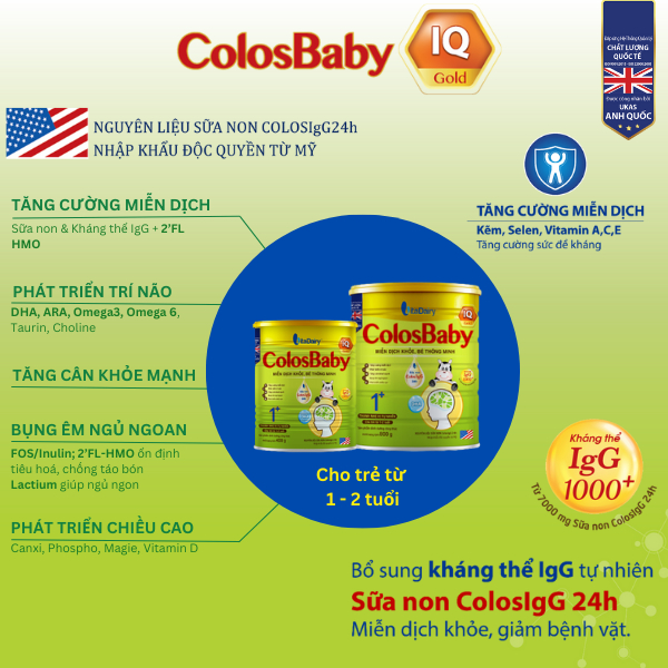 Ảnh Sữa non Colosbaby IQ Gold 1+ 800g, sữa bột giúp phát triển trí não - VitaDairy 1