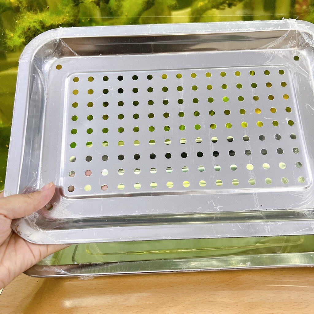 Khay inox  22 X 32 X 5cm- khay úp ly inox  cao cấp có lỗ thoát nước